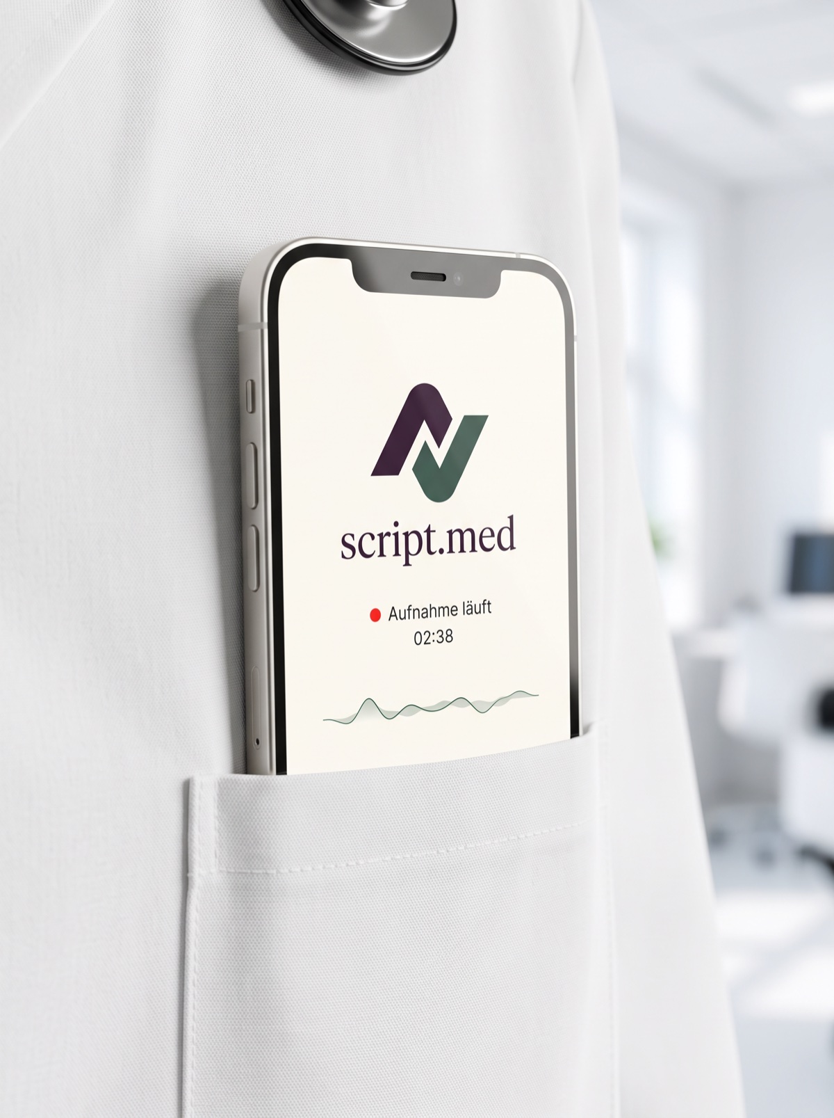 script.med App in der Kitteltasche – Aufnahme läuft